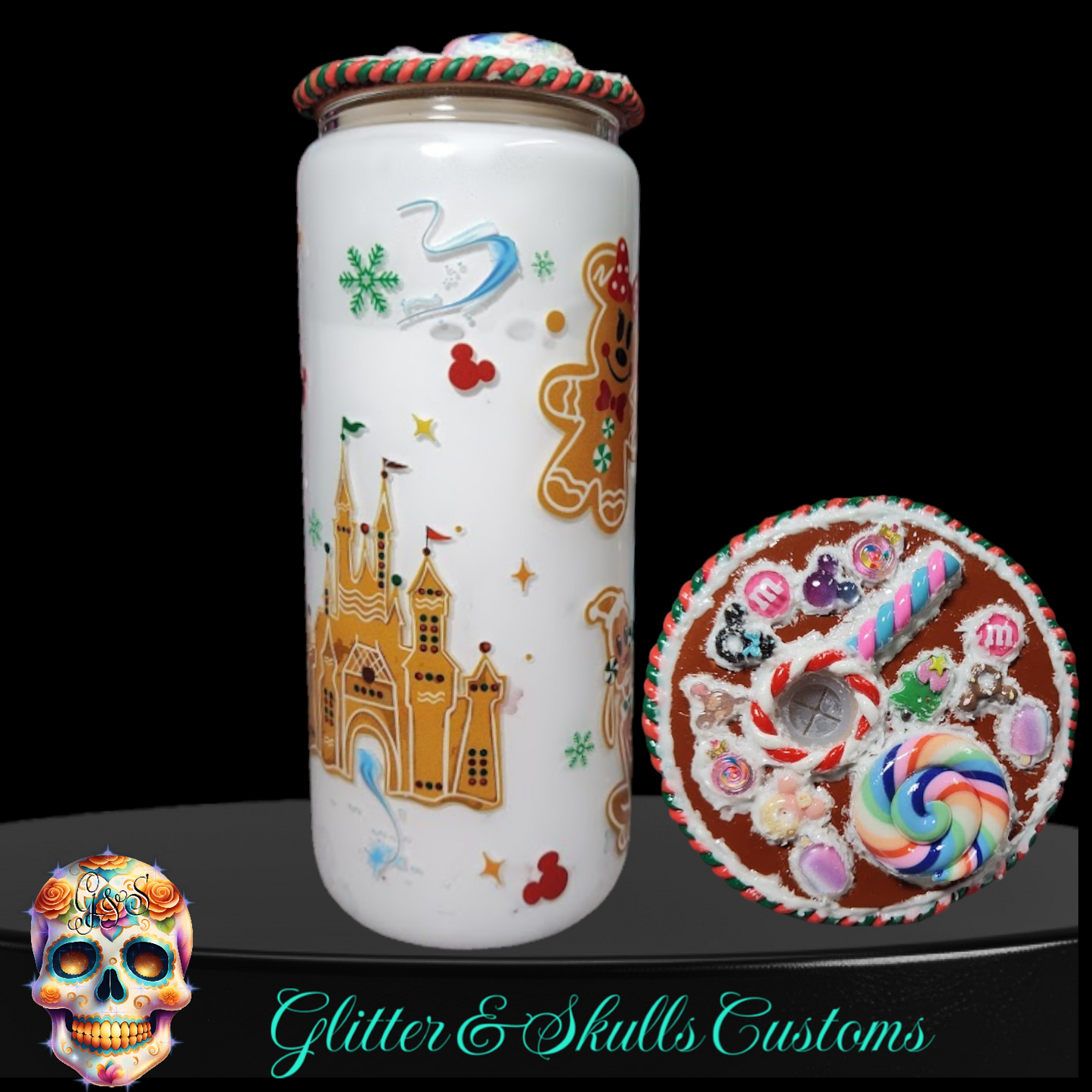 Milk and Gingerbread 16 oz. Glass Snow Globe Tumbler
