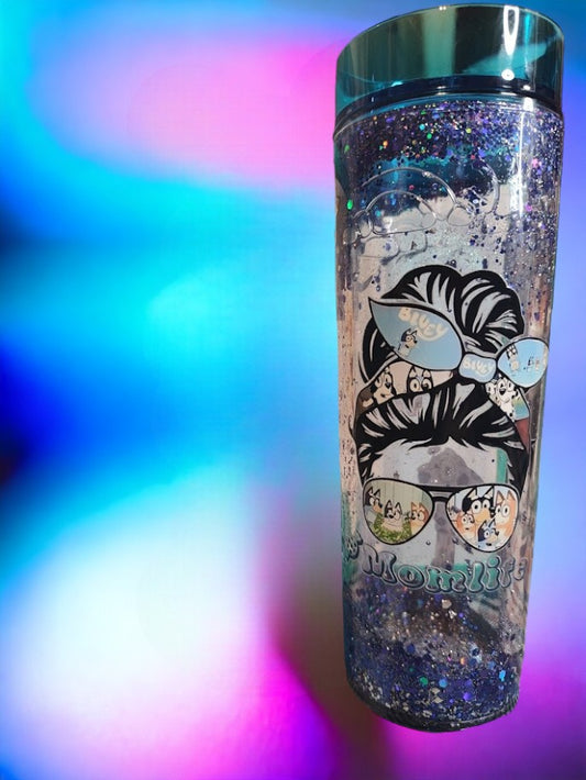 Bluey Mom Glitter Tumbler