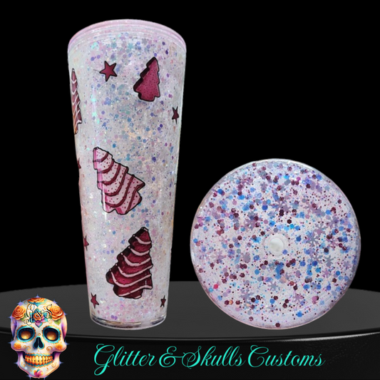 Christmas Cakes 24 oz Snow Globe Tumbler