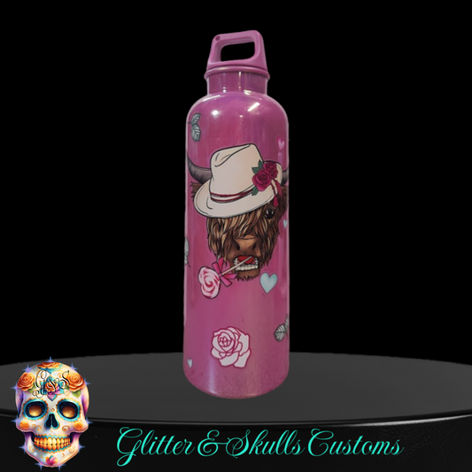 Long Horn and Roses Water Bottle