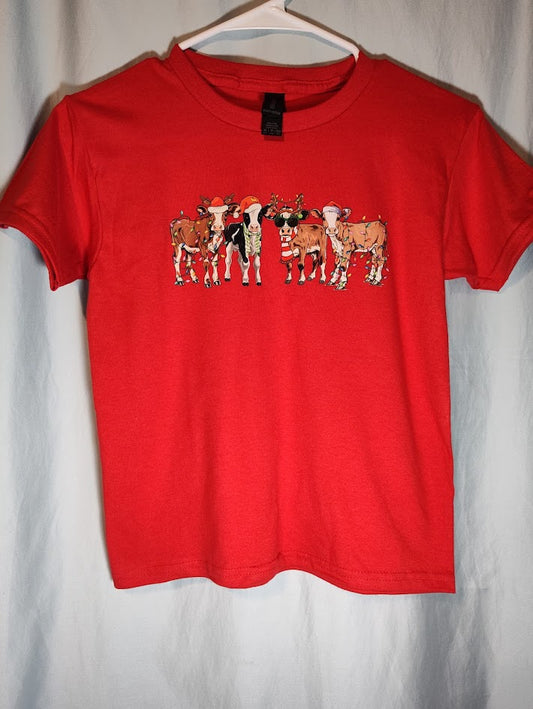 4 Christmas Cows - Youth XS T-shirt