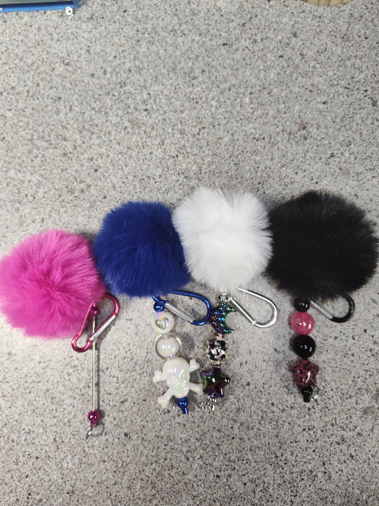 Beaded Pom Pom Keychains