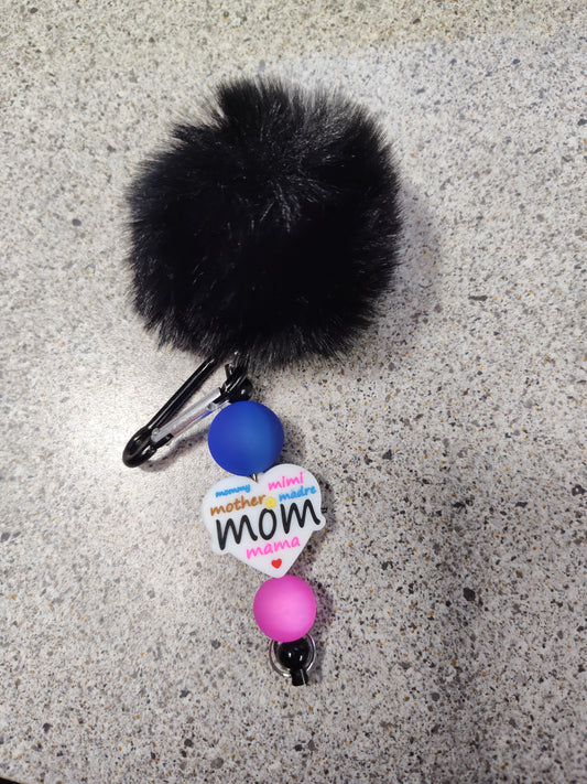 Beaded Pom Pom Keychains