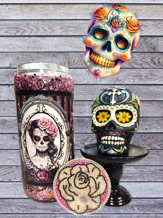 Day of the Dead Girl Glass Tumbler