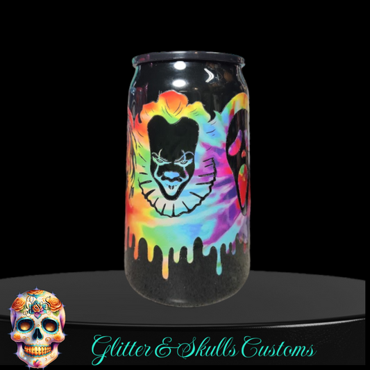Tie-Dye Horror Gang Black 16 oz Acrylic Can