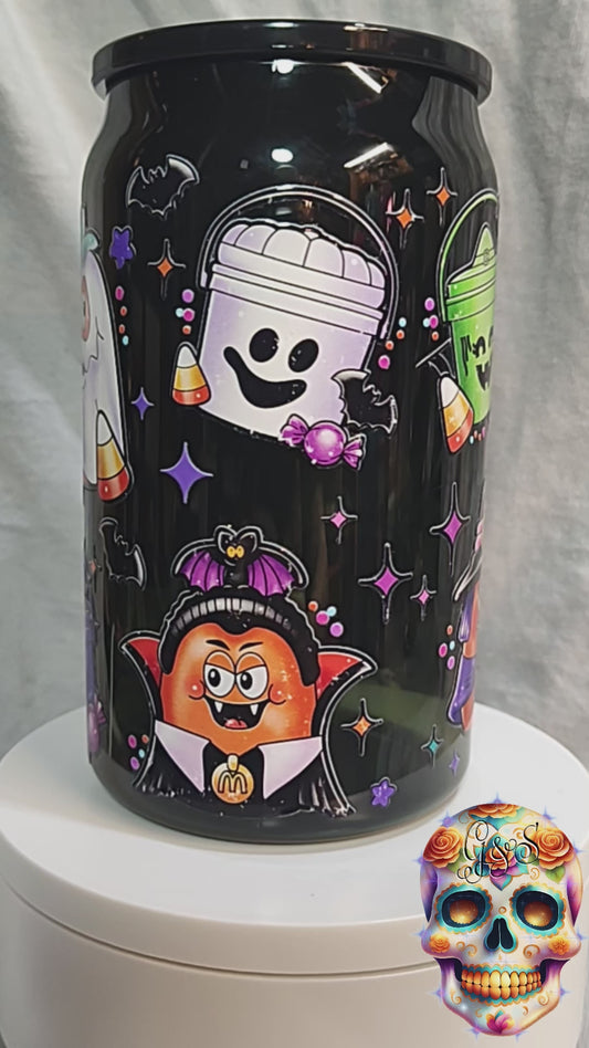 Hallonugs Black 16 oz Acrylic Can