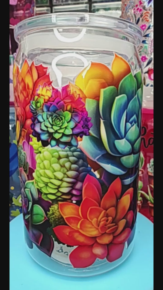 Succulents All Around Acrylic Can