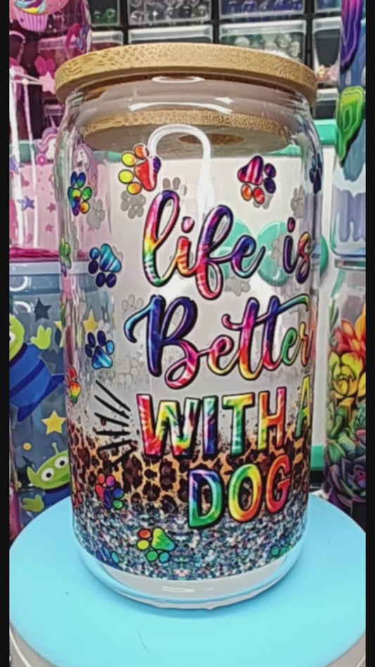 Better with Dogs Glass Can