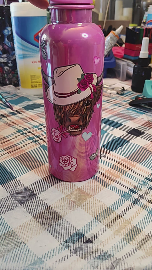 Long Horn and Roses Water Bottle