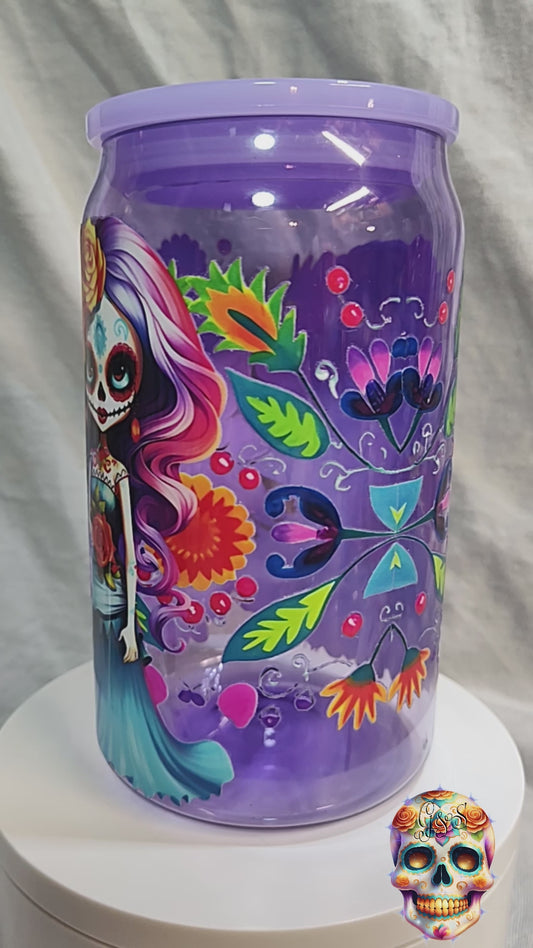 Sugar Skull Girlies Acrylic Can